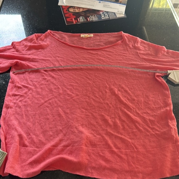 Eileen fisher quarter sleeve medium light knit top pink organic linen - Picture 5 of 16